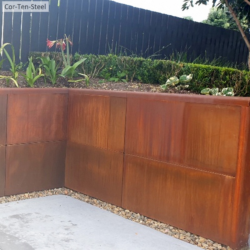 4' tall corten retaining wall with capping
