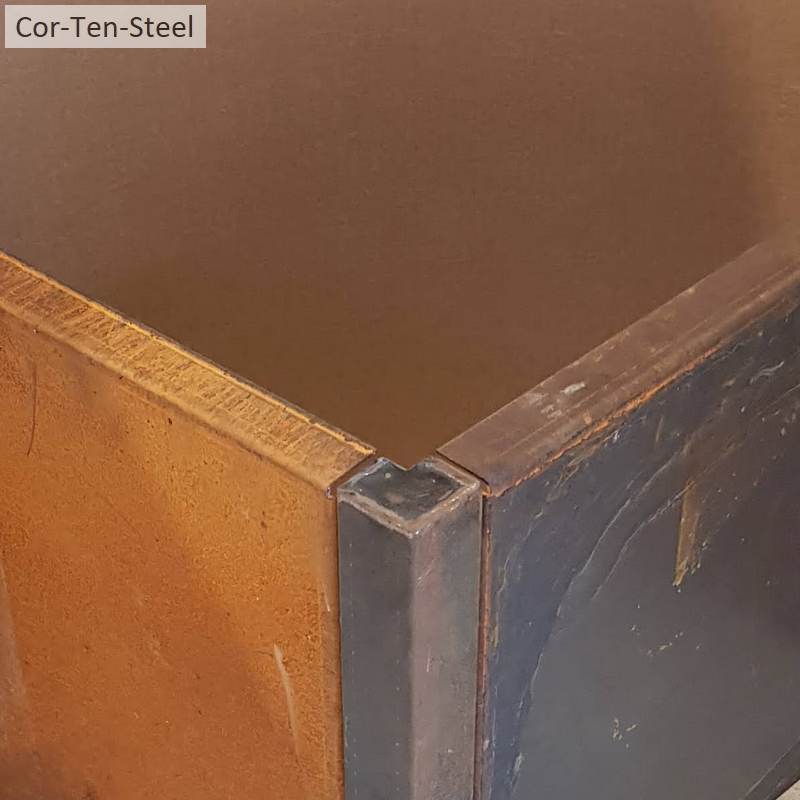 corten panel corner joiner close up