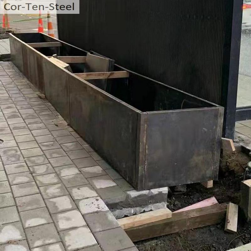 corten steel planter construction stage 1