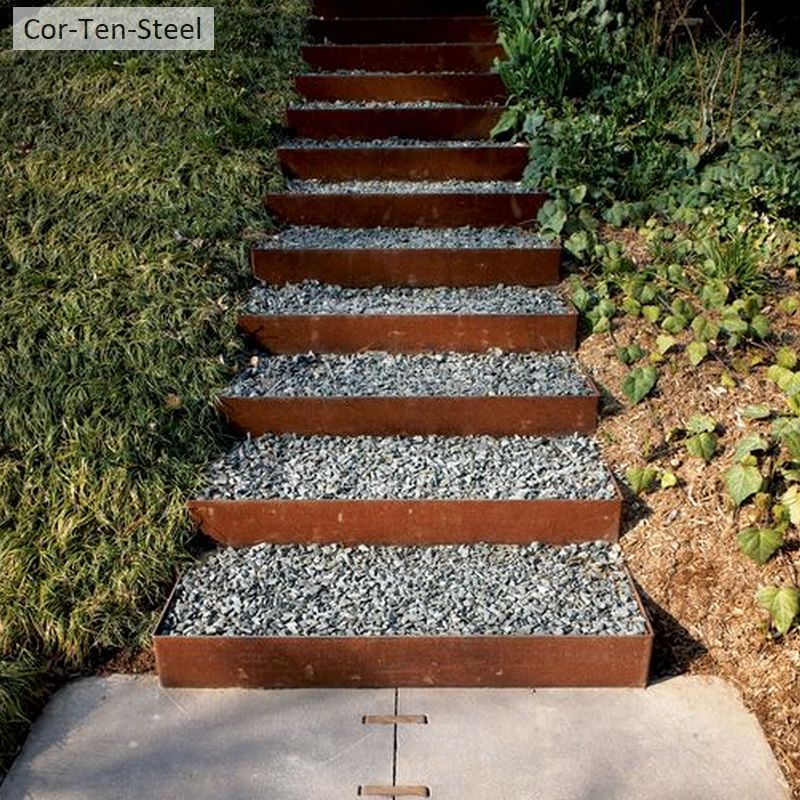 corten step risers with side returns