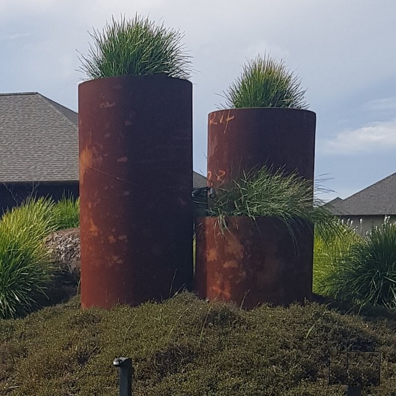 tall corten plant rings